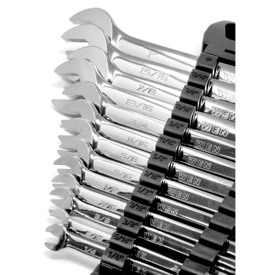 Tools * | Professional-Grade Ratcheting Sae Combination Wrench Set With Storage Rack (13-Piece) By Wen