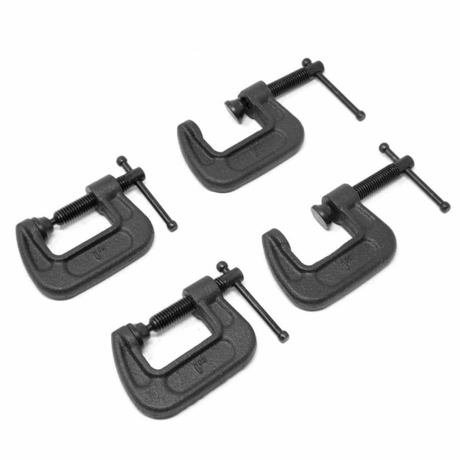 Tools * | Heavy-Duty Cast Iron C-Clamps With 1 In. Jaw Opening And 0.8 In. Throat Set (4-Pack) By Wen