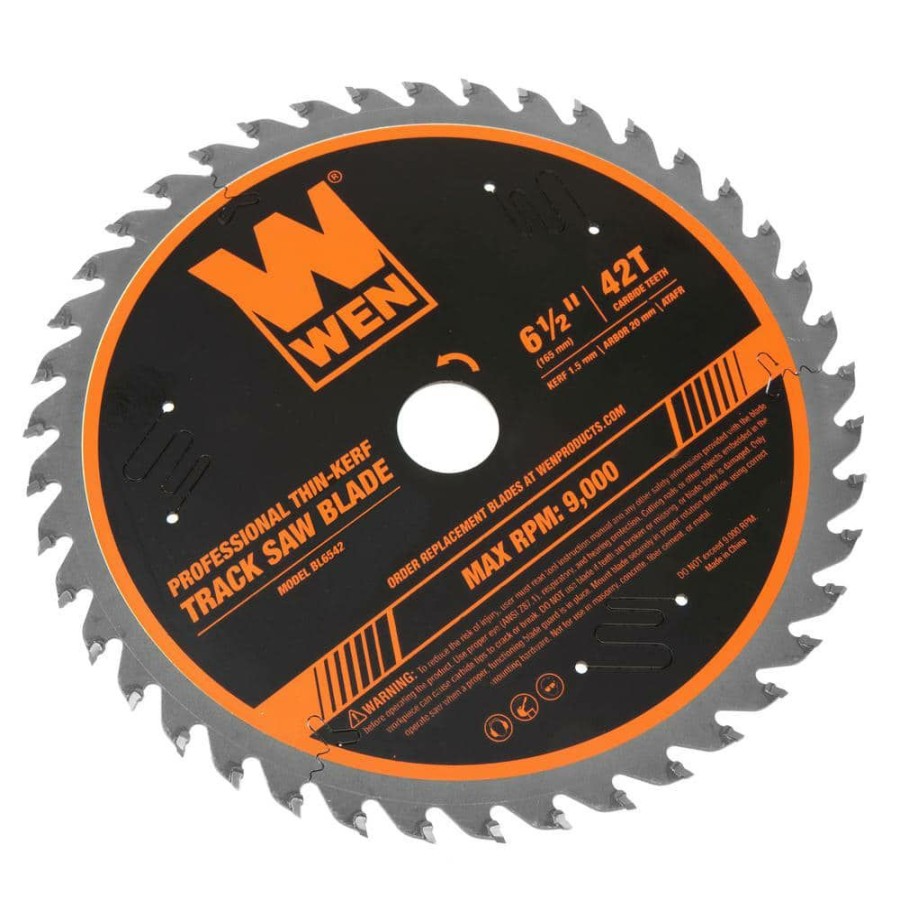 Tools * | 6.5 In. 42-Tooth Carbide-Tipped Thin-Kerf Professional Atafr Track Saw Blade By Wen