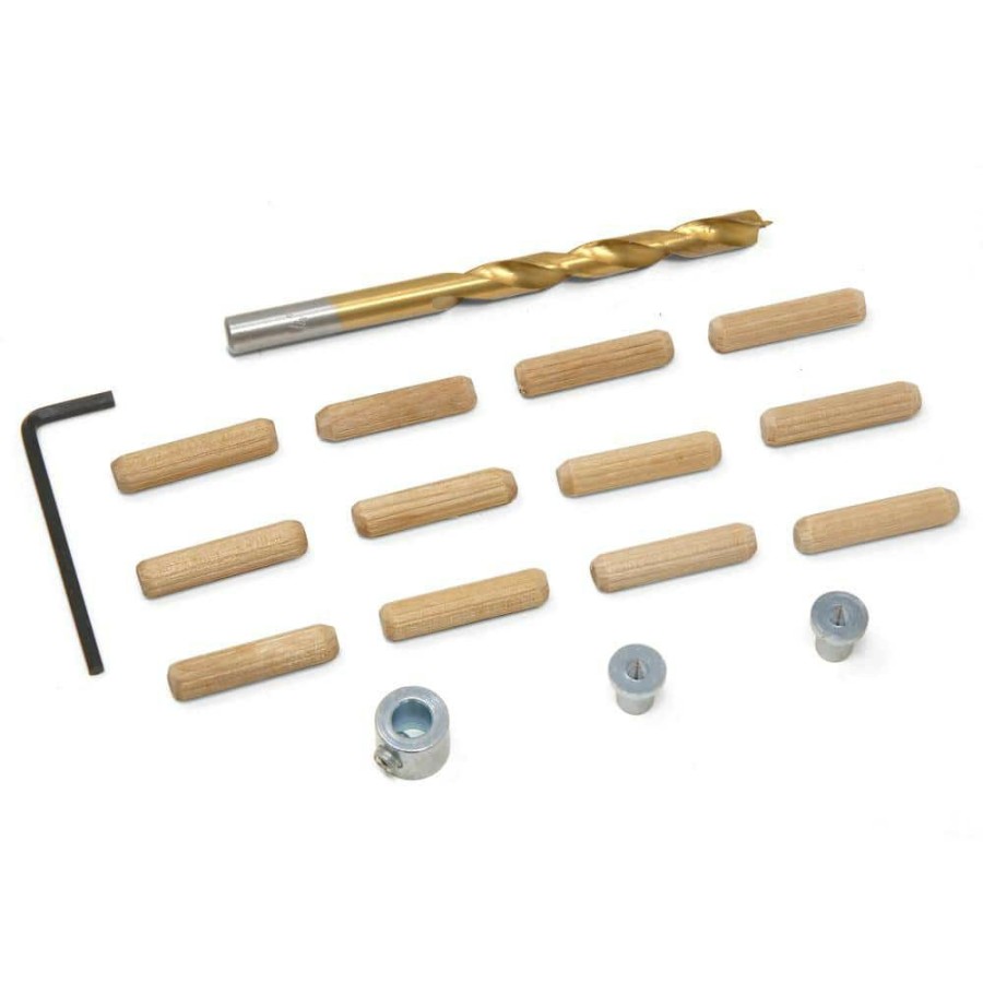 Tools * | 1/4 In. Wooden Doweling Kit With Drill Bit, Stop Collar And Fluted Birch Wood Dowels By Wen