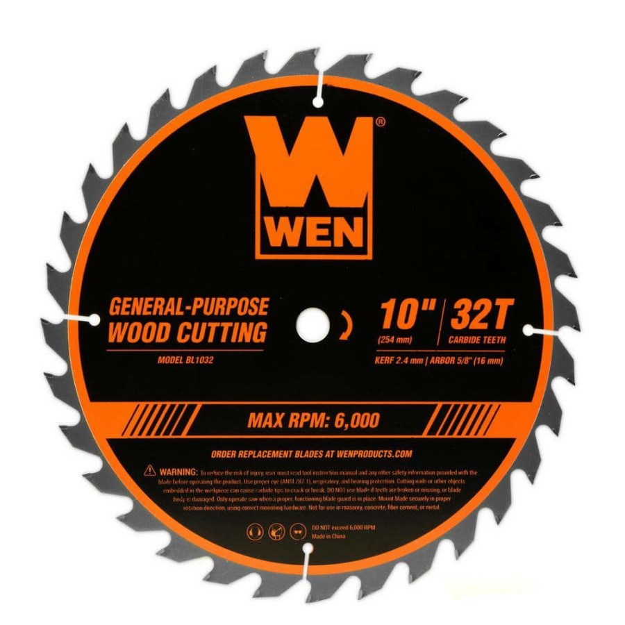 Tools * | 10 In. 32-Tooth And 60-Tooth Carbide-Tipped Professional Woodworking Saw Blade Set (2-Pack) By Wen