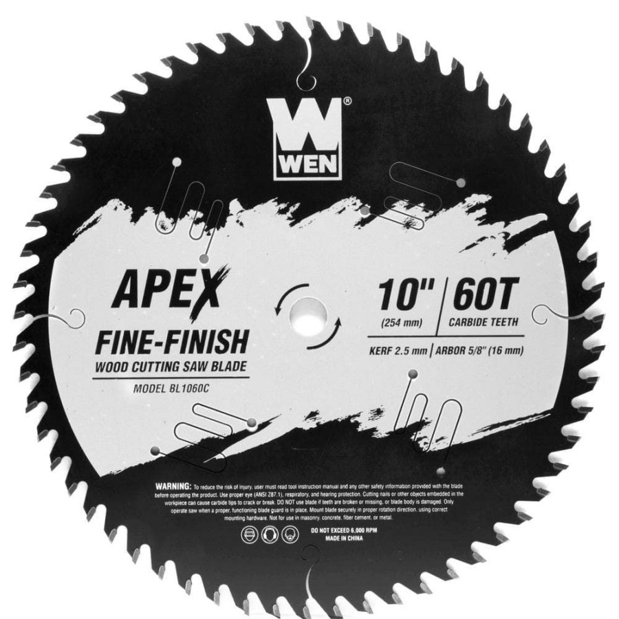 Tools * | Apex 10 In. 60-Tooth Carbide-Tipped Fine-Finish Industrial-Grade Woodworking Saw Blade With Cool-Cut Coating By Wen