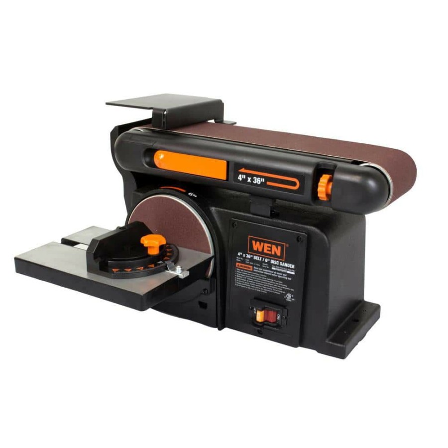 Tools * | 4.3 Amp Corded 4 In. X 36 In. Belt And 6 In. Disc Sander With Cast Iron Base By Wen