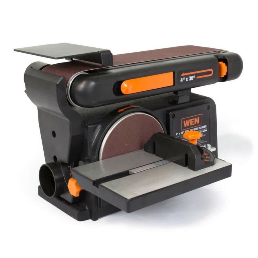 Tools * | 4.3 Amp Corded 4 In. X 36 In. Belt And 6 In. Disc Sander With Cast Iron Base By Wen