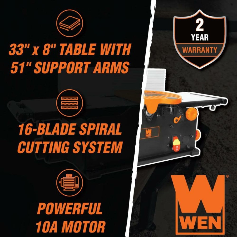 Tools * | 10 Amp 8 In. Spiral Benchtop Jointer With Extendable Table By Wen