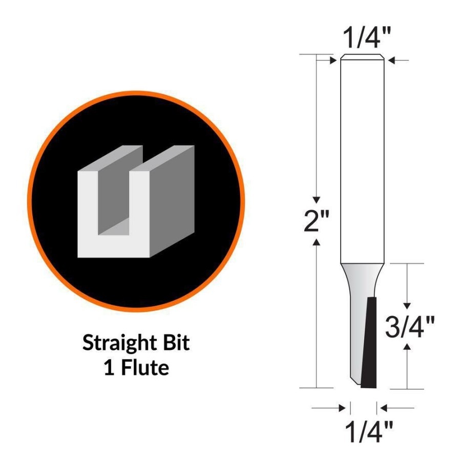 Tools * | 1/4 In. Straight 1-Flute Carbide Tipped Router Bit With 1/4 In. Shank By Wen