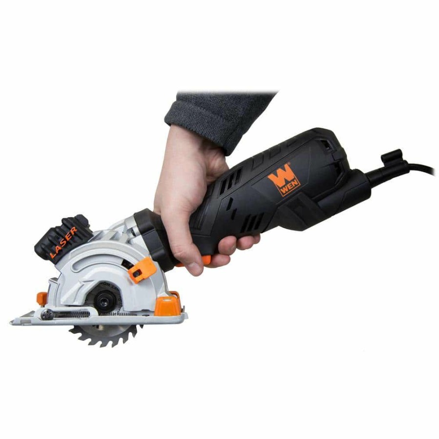 Tools * | 5 Amp 3-1/2 In. Plunge Cut Compact Circular Saw With Laser, Carrying Case And 3-Blades By Wen