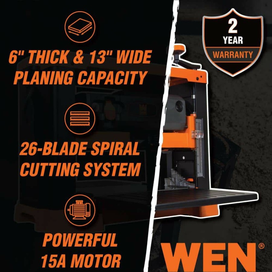 Tools * | 15 Amp 13 In. Spiral Benchtop Thickness Planer By Wen