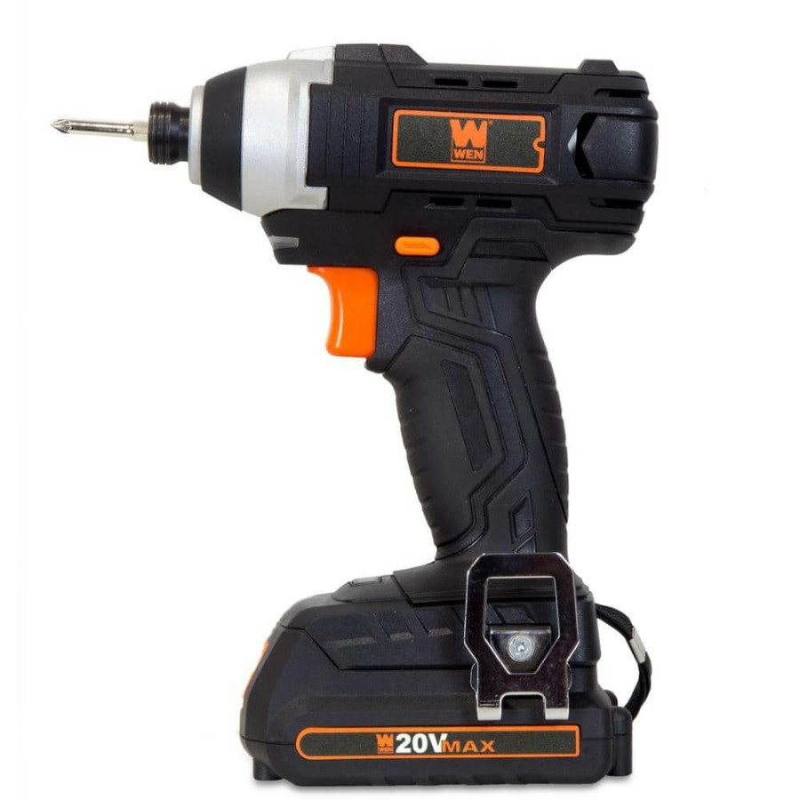 Tools * | 20-Volt Max Lithium-Ion Cordless 1/4-In. Impact Driver With Battery Bits Charger And Carrying Bag By Wen