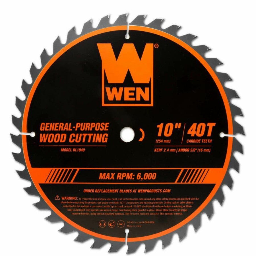 Tools * | 10 In. 40-Tooth Carbide-Tipped Professional Woodworking Saw Blade For Miter Saws And Table Saws By Wen