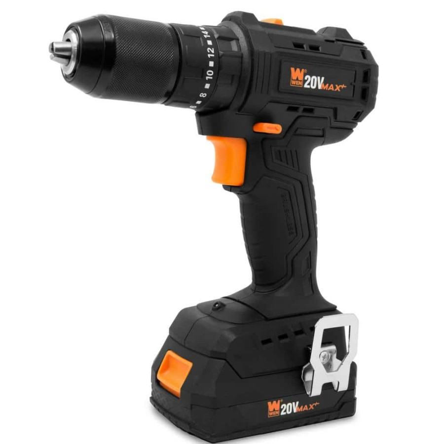 Tools * | 20-Volt Max Brushless Cordless 1/2 In. Hammer Drill And Driver With 2.0 Ah Lithium-Ion Battery And Charger By Wen