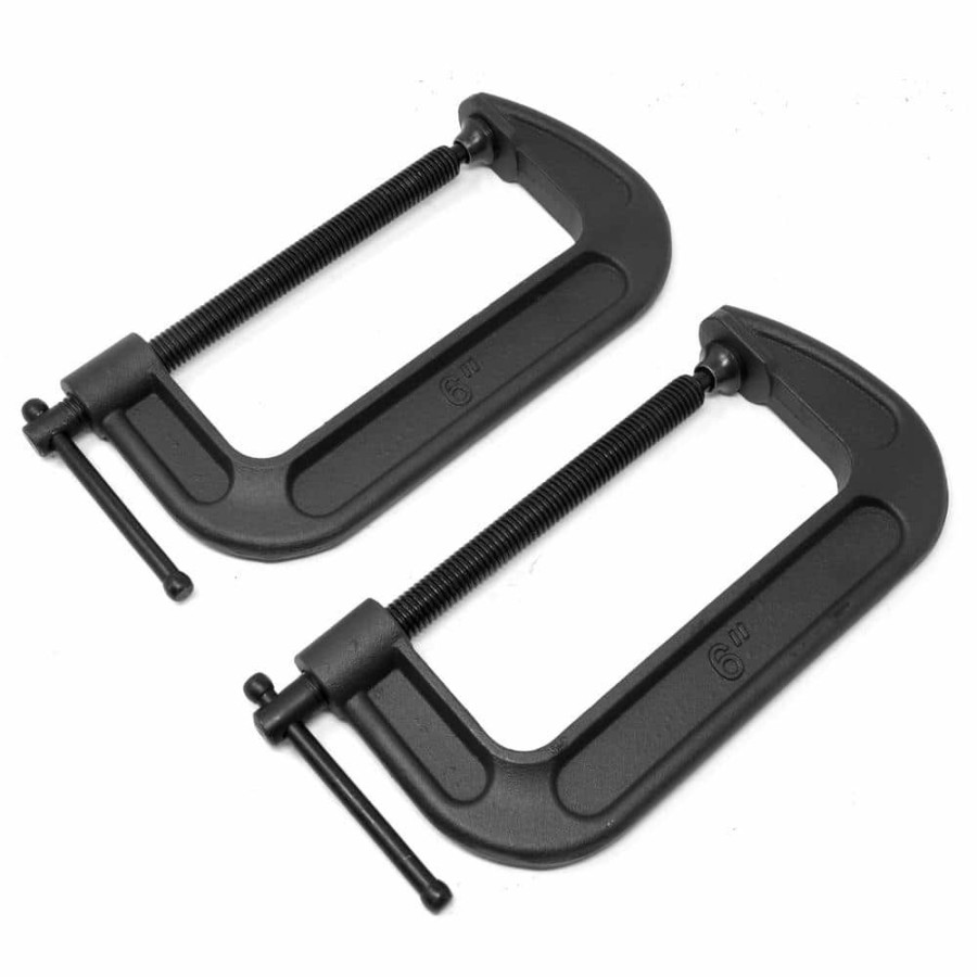 Tools * | Heavy-Duty Cast Iron C-Clamps With 6 In. Jaw Opening And 2.75 In. Throat Set (2-Piece) By Wen