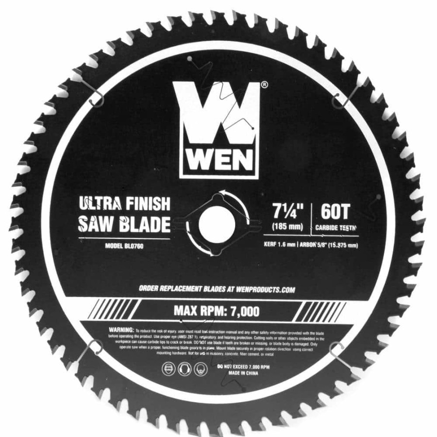 Tools * | 7.25 In. 60-Tooth Carbide-Tipped Professional Ultra Fine-Finish Circular Saw Blade With Cool-Cut Coating By Wen