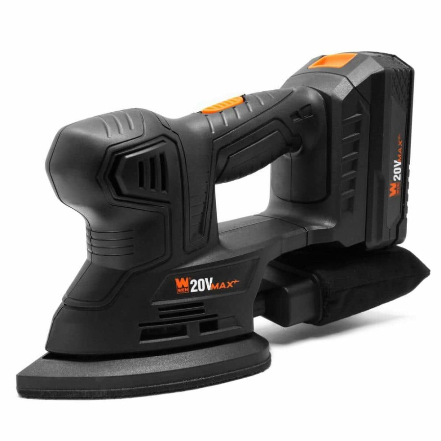 Tools * | 20-Volt Max Cordless Detailing Palm Sander With 2.0 Ah Lithium-Ion Battery And Charger By Wen