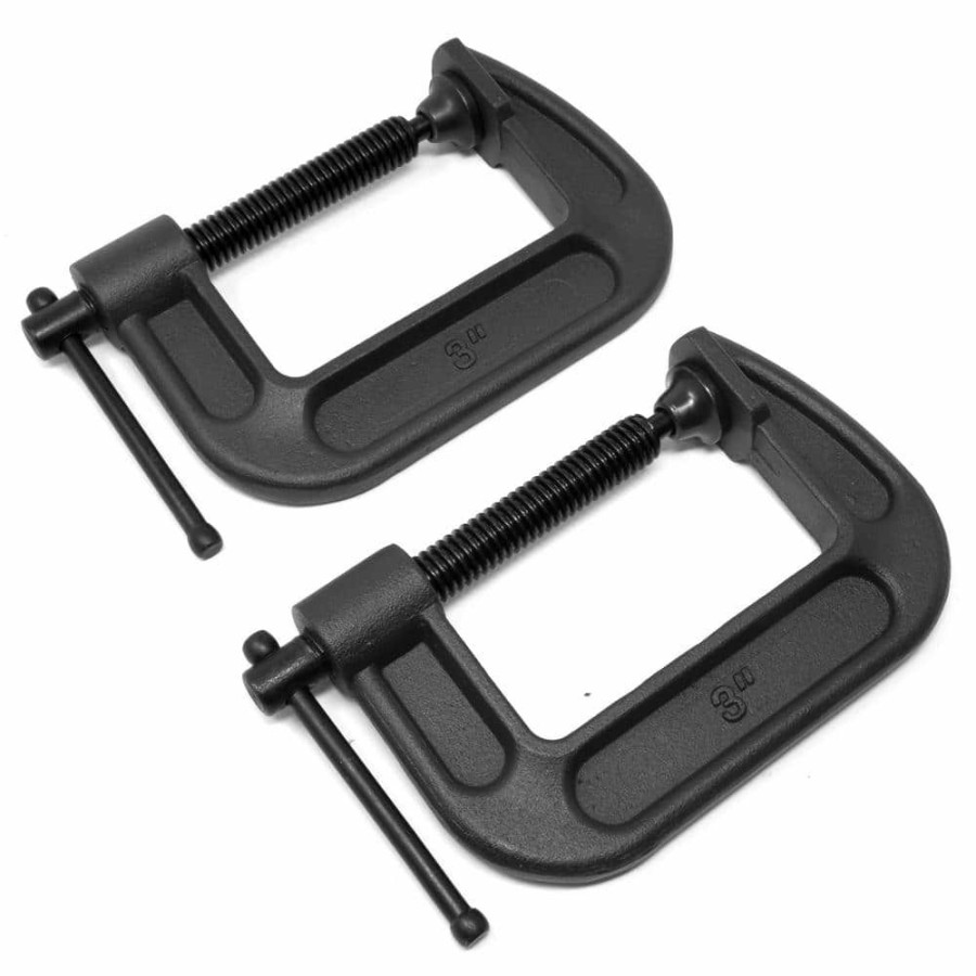 Tools * | Heavy-Duty Cast Iron C-Clamps With 3 In. Jaw Opening And 2 In. Throat Set (2-Pack) By Wen