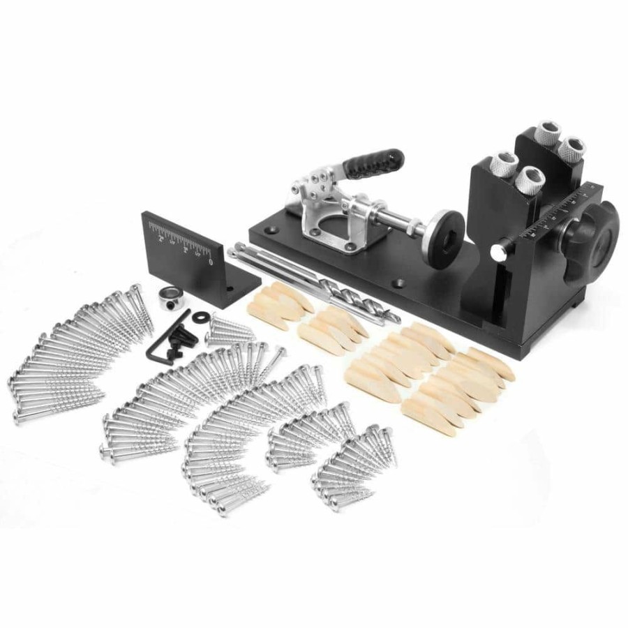 Tools * | Metal Pocket Hole Jig Kit With L-Base, Step Drill Bit, And Self-Tapping Screws By Wen