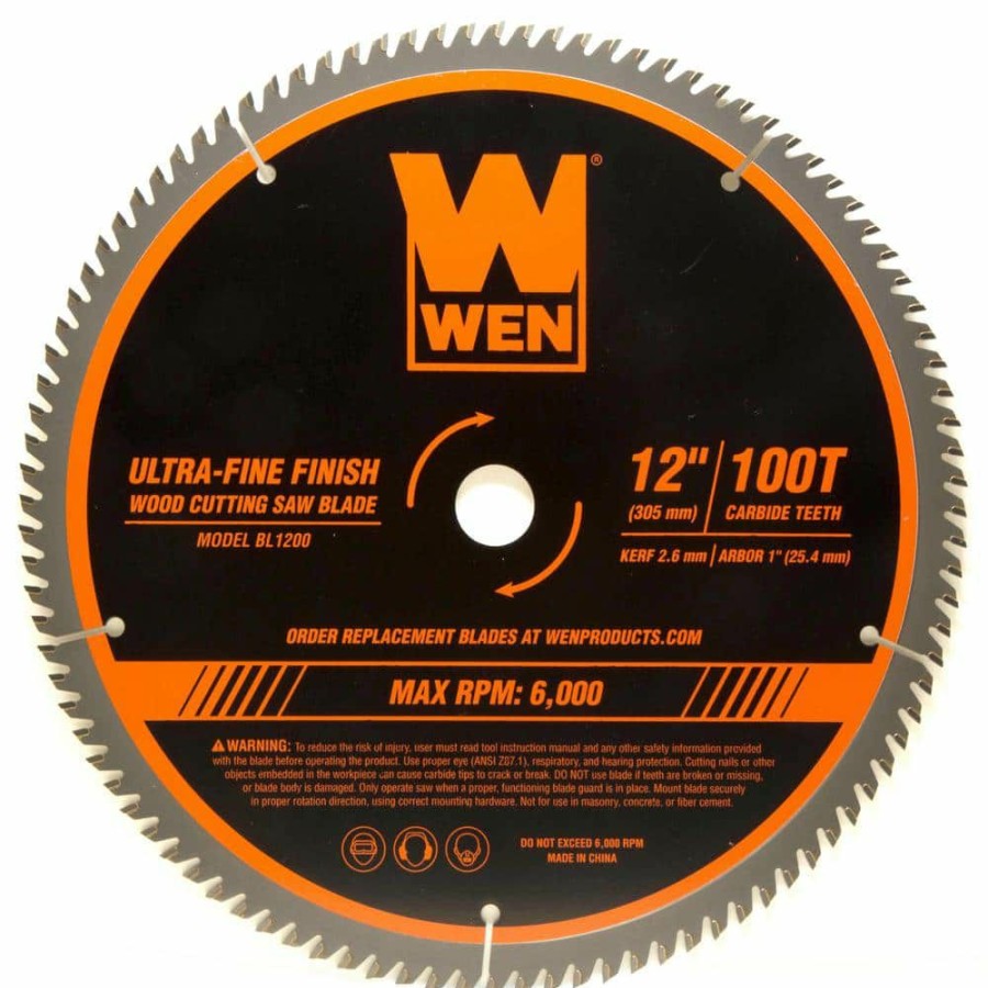 Tools * | 12 In. 100-Tooth Carbide-Tipped Ultra-Fine Finish Professional Woodworking Saw Blade For Miter Saws And Table Saws By Wen