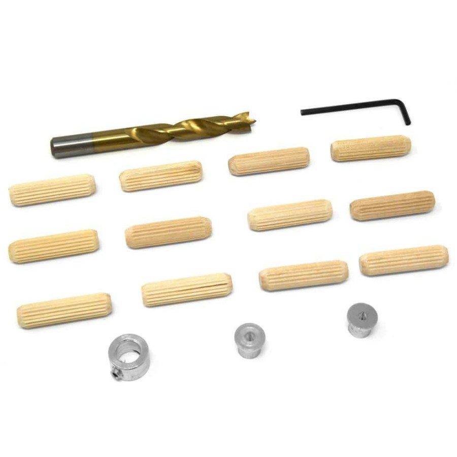 Tools * | 3/8 In. Wooden Doweling Kit With Drill Bit, Stop Collar And Fluted Birch Wood Dowels By Wen