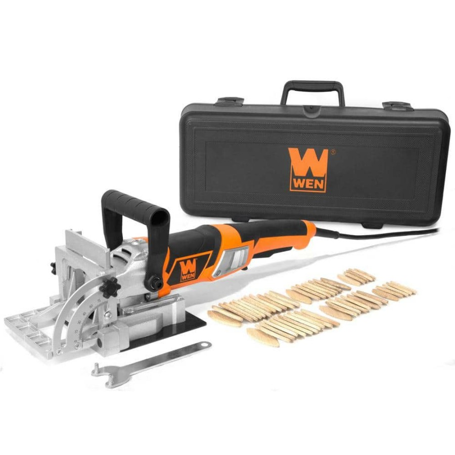 Tools * | 8.5 Amp Plate And Biscuit Joiner With Case And Biscuits By Wen