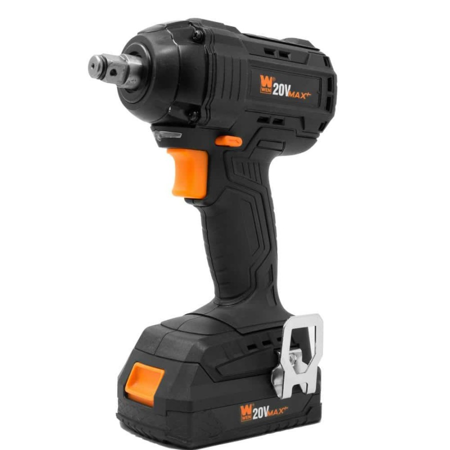 Tools * | 20-Volt Max Brushless Cordless 1/2 In. Impact Wrench With 2.0 Ah Lithium-Ion Battery And Charger By Wen