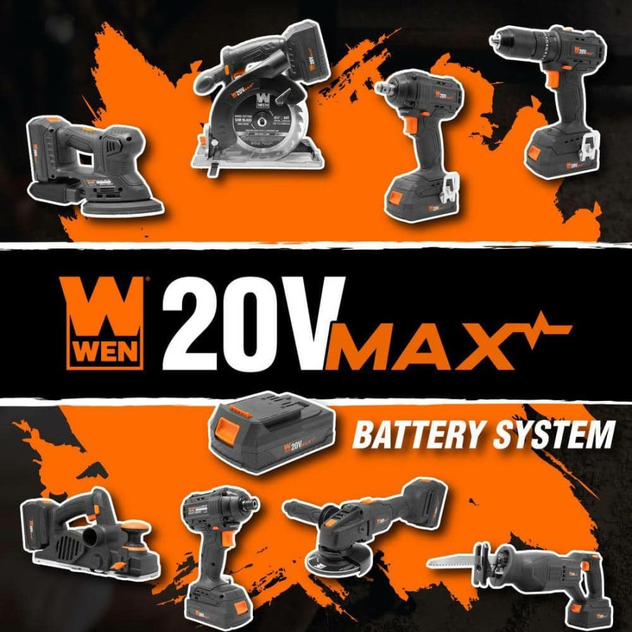 Tools * | 20-Volt Max Brushless Cordless 1/2 In. Impact Wrench With 2.0 Ah Lithium-Ion Battery And Charger By Wen