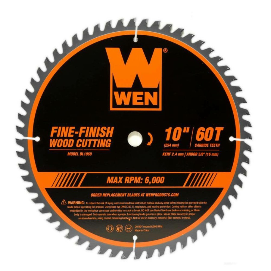 Tools * | 10 In. 60-Tooth Fine-Finish Professional Woodworking Saw Blade For Miter Saws And Table Saws By Wen