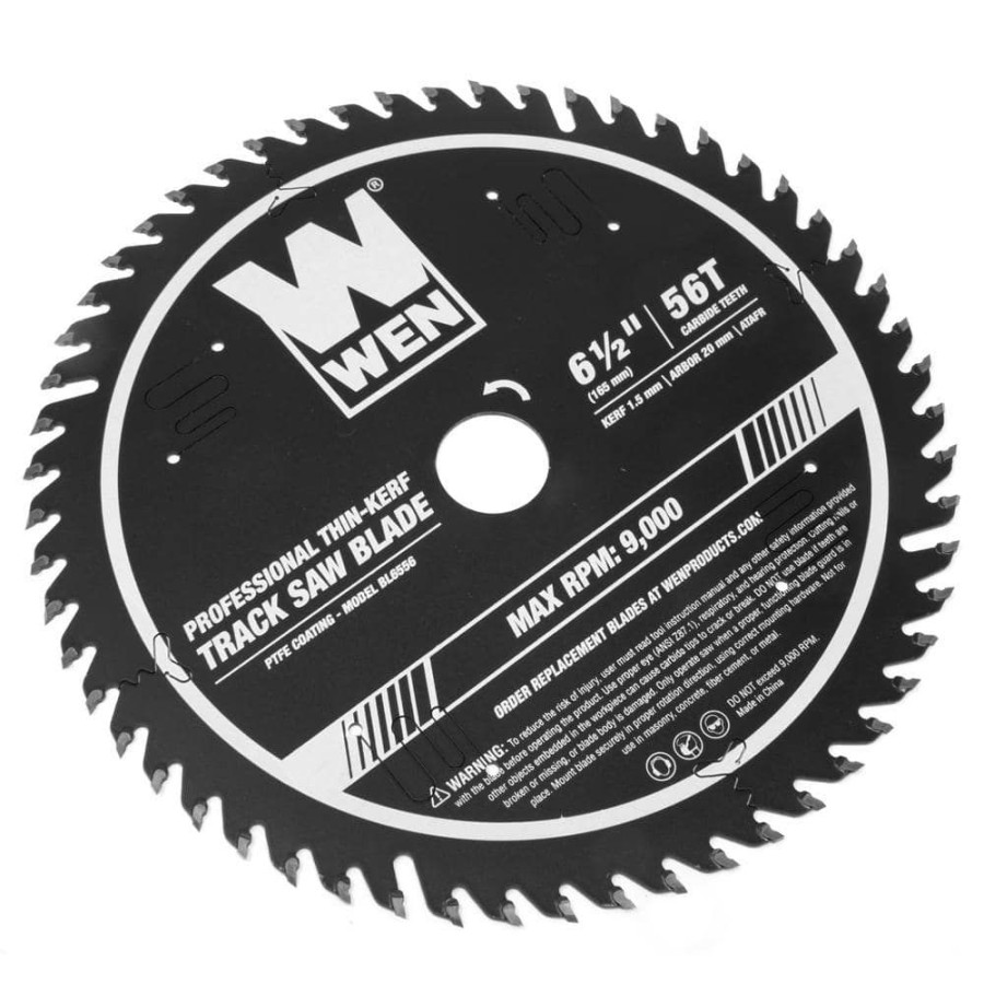 Tools * | 6.5 In. 56-Tooth Carbide-Tipped Thin-Kerf Professional Atafr Track Saw Blade With Ptfe Coating By Wen