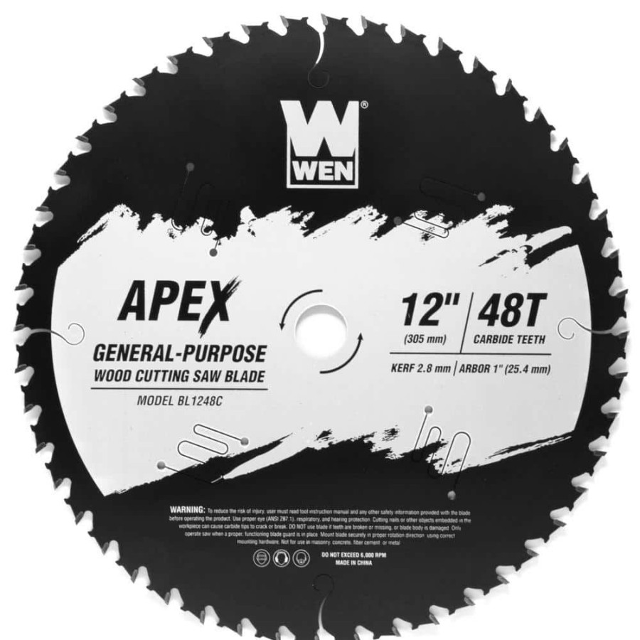 Tools * | Apex 12 In. 48-Tooth Carbide-Tipped General-Purpose Industrial-Grade Woodworking Saw Blade With Cool-Cut Coating By Wen