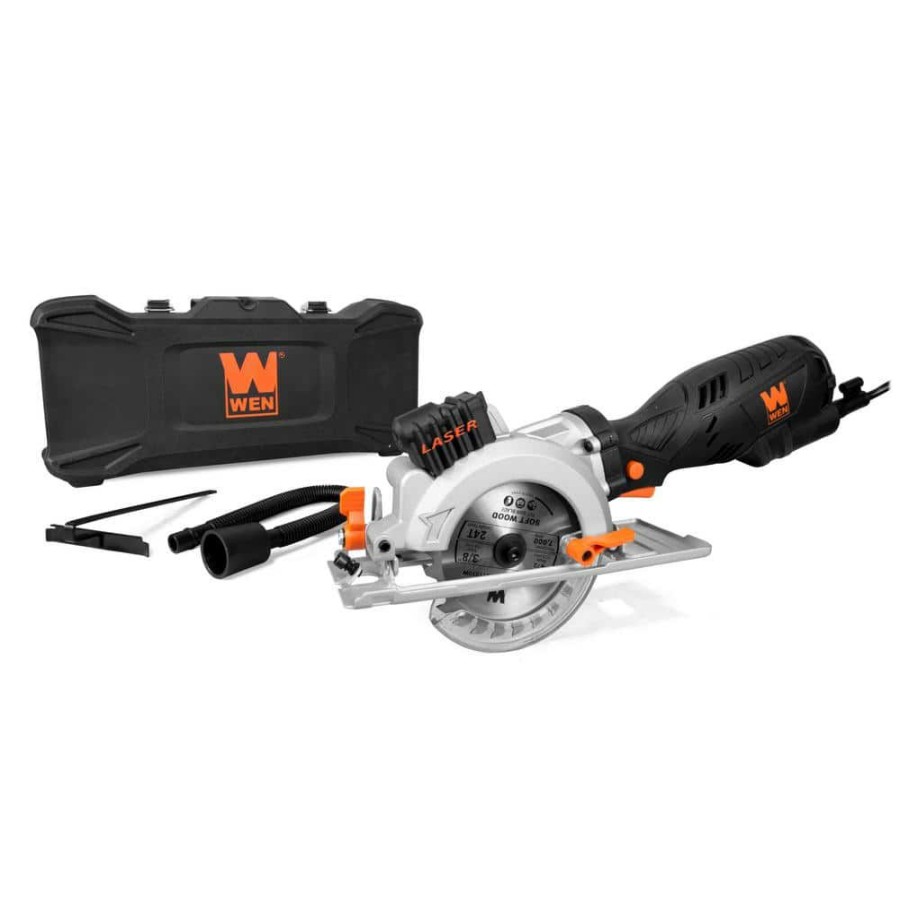 Tools * | 5 Amp 4-1/2 In. Beveling Compact Circular Saw With Laser And Carrying Case By Wen