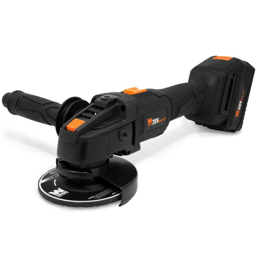 Tools * | 20-Volt Max Brushless Cordless 4-1/2 In. Angle Grinder With 4.0Ah Lithium-Ion Battery And Charger By Wen