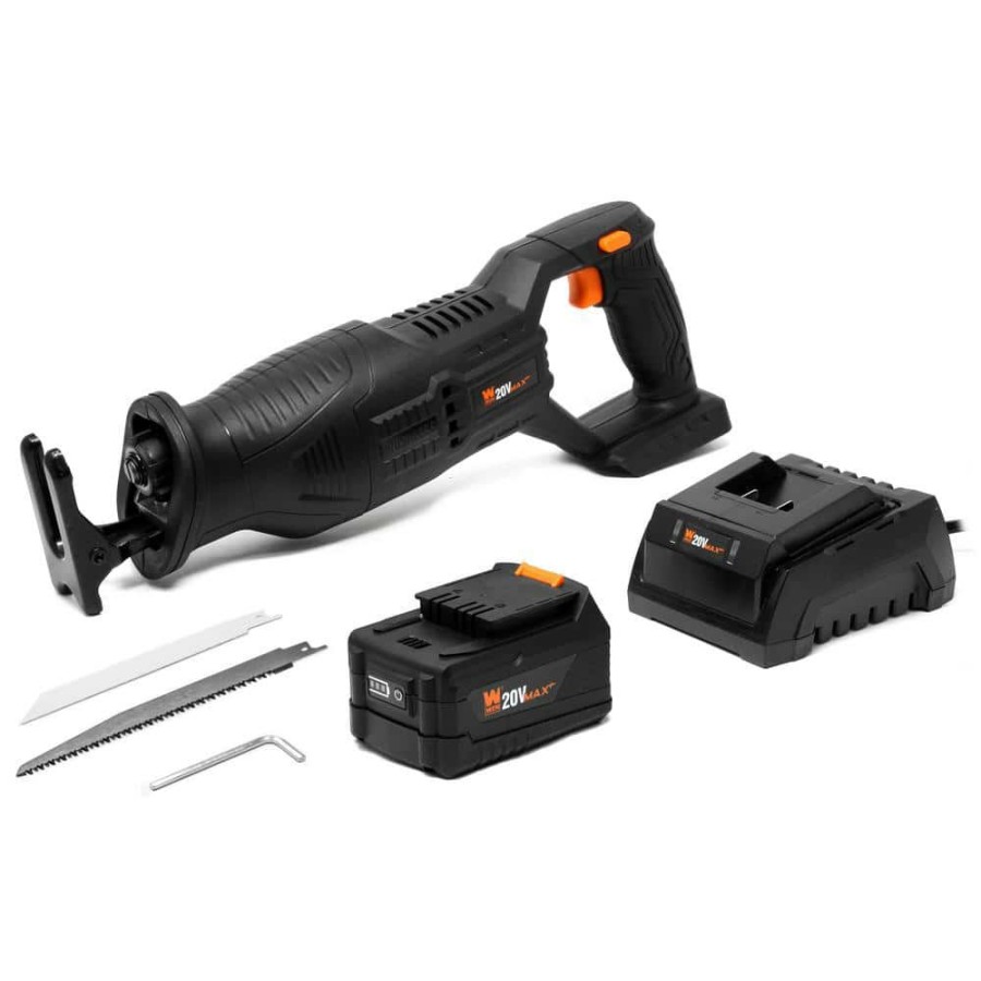 Tools * | 20-Volt Max Brushless Cordless Reciprocating Saw With 4.0 Ah Lithium-Ion Battery And Charger By Wen