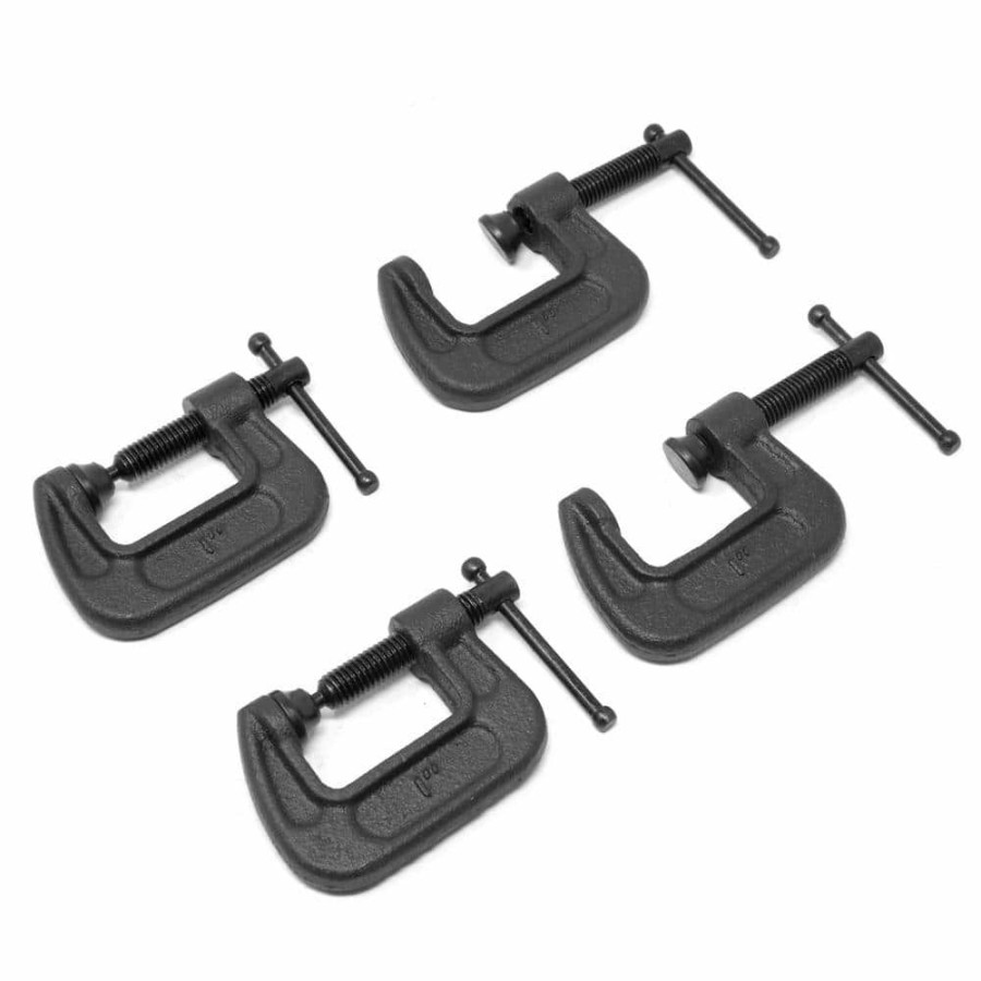 Tools * | Heavy-Duty Cast Iron C-Clamps With 1 In. Jaw Opening And 0.8 In. Throat Set (4-Pack) By Wen