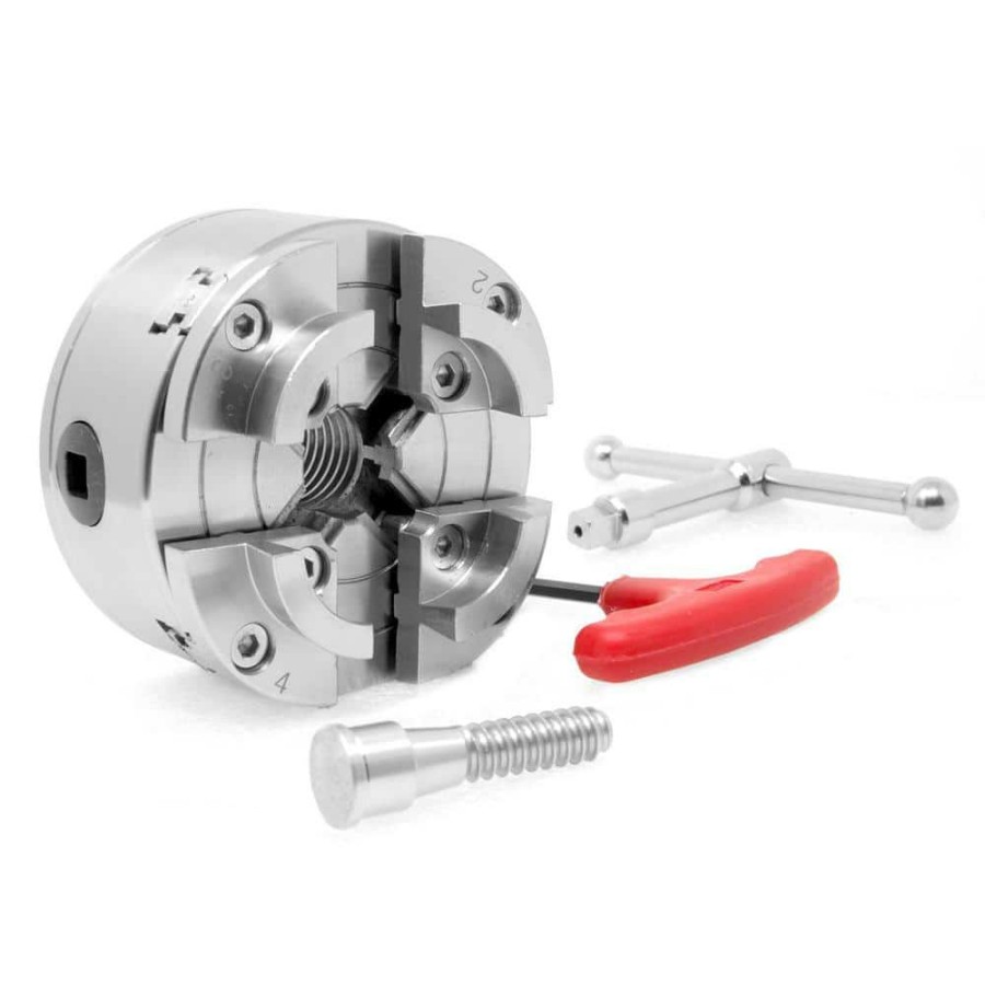 Tools * | 3.75 In. 4-Jaw Self-Centering Lathe Chuck Set With 1 In. X 8Tpi Thread By Wen