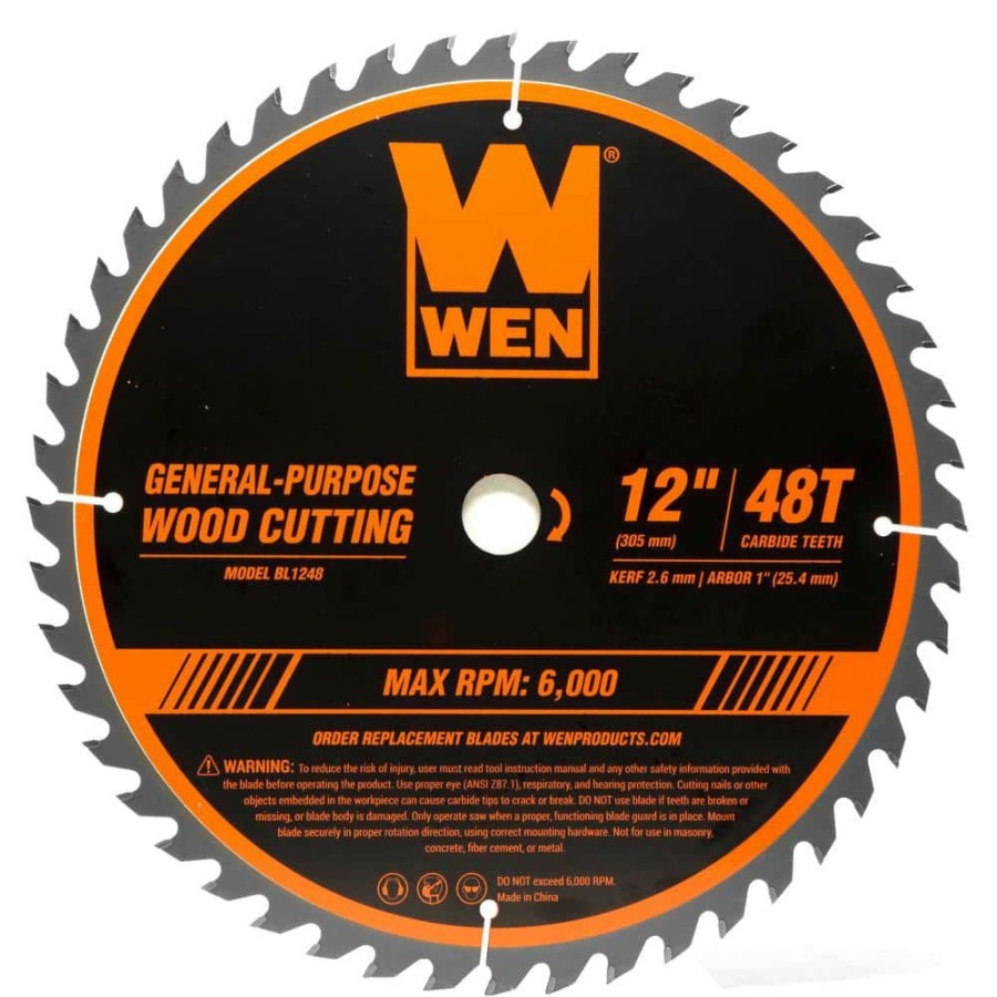 Tools * | 12 In. 48-Tooth Carbide-Tipped Professional Woodworking Saw Blade For Miter Saws And Table Saws By Wen