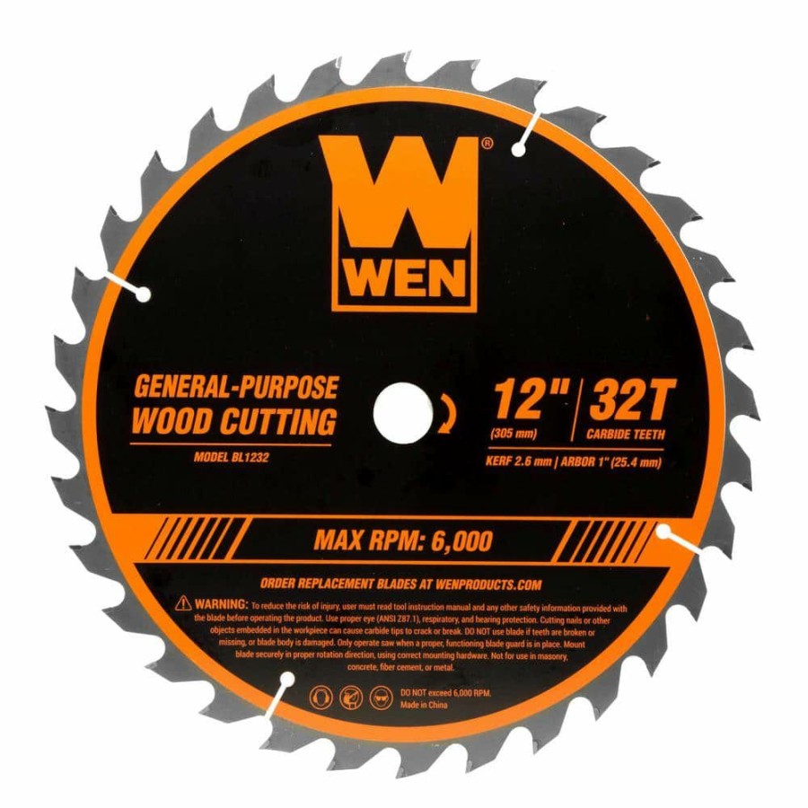 Tools * | 12 In. 32-Tooth And 80-Tooth Carbide-Tipped Professional Woodworking Saw Blade Set (2-Pack) By Wen