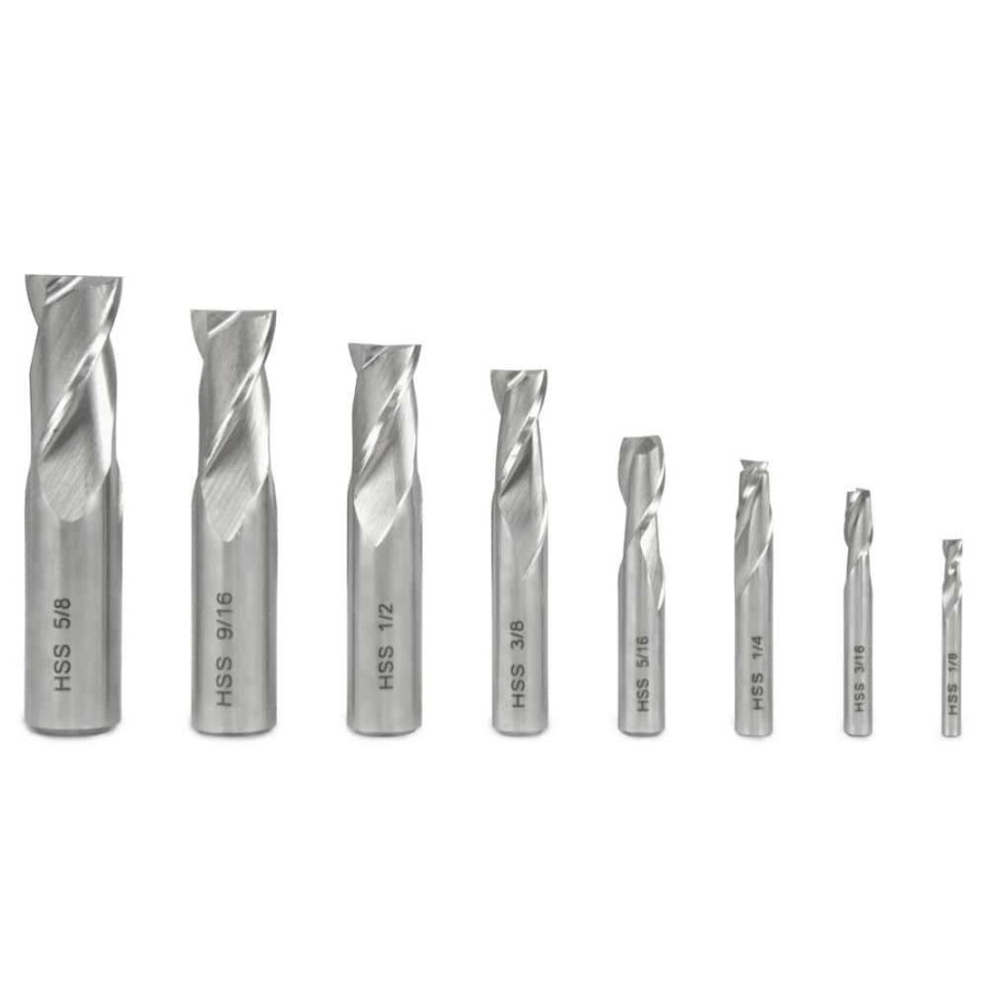 Tools * | 2-Flute Hss End Mill Set For Milling Machines (8-Piece) By Wen