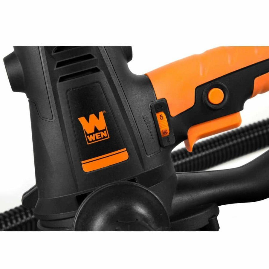 Tools * | 10 Amp Corded 8.5 In. Variable Speed Handheld Drywall Sander With Sandpaper, Dust Hose, And Collection Bag By Wen