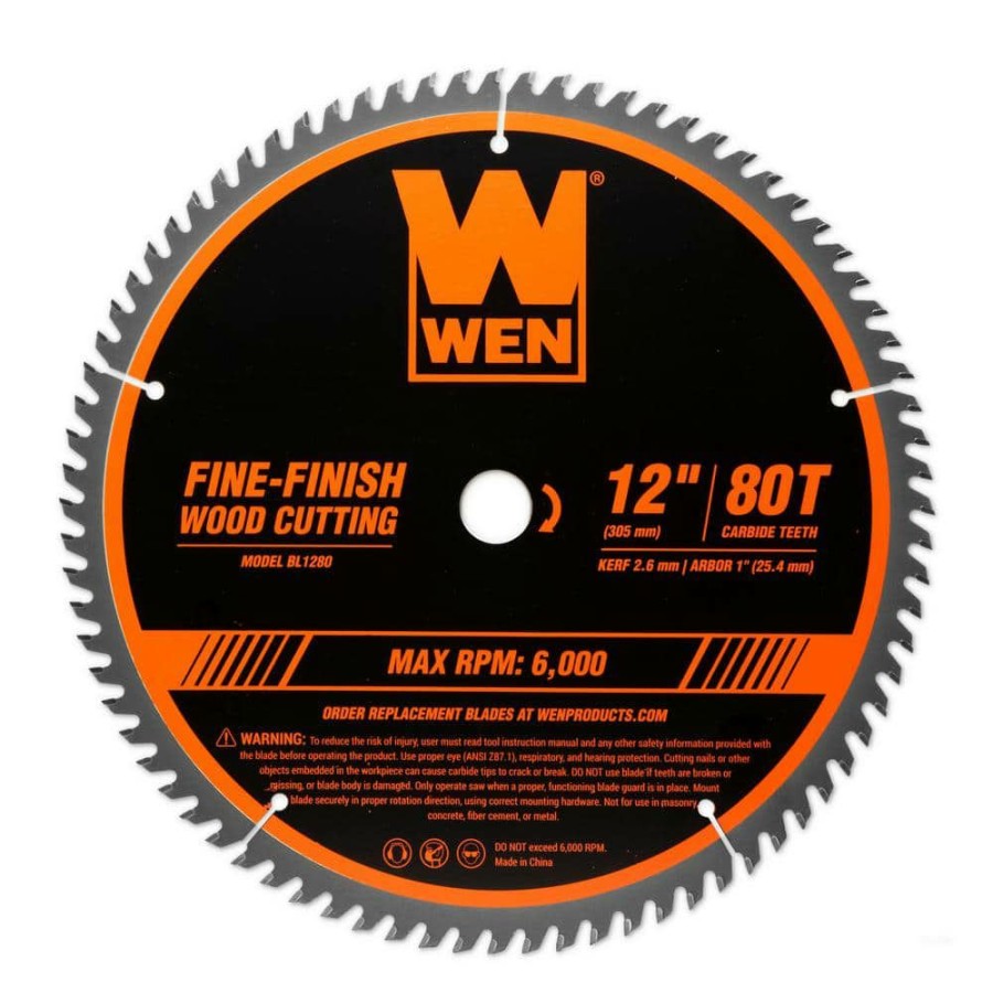 Tools * | 12 In. 80-Tooth Fine-Finish Professional Woodworking Saw Blade For Miter Saws And Table Saws By Wen